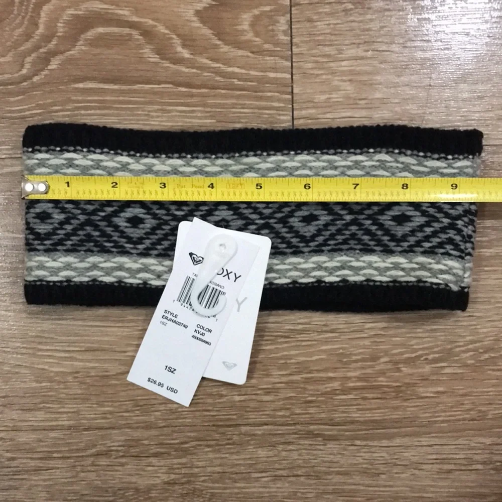 New! Roxy Tayla knit polar fleece lined headband black/white